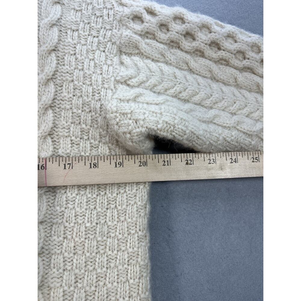 Carraig Donn Ireland Womens M 100% Wool Aran Cable Knit Cardigan Sweater Cream - Picture 9 of 13